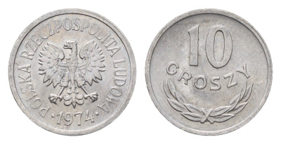 Польша 10 грошей 1974 Y AA47 алюминий UNC 4609-1148