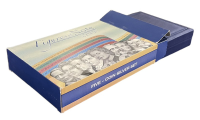 Австралия набор из 5 монет по 1 доллару 2006 лица на банкнотах, красочный набор, с сертификатом, серебро PROOF 1-4-6-06