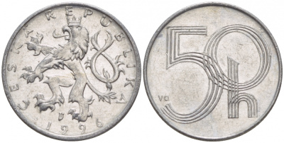 ЧЕХИЯ 50 ГЕЛЛЕРОВ 1996 KM 3.1 алюминий 4532-519