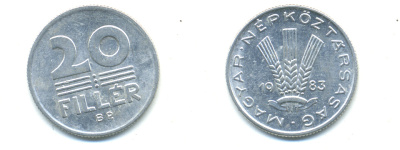 ВЕНГРИЯ 20 ФИЛЛЕРОВ 1983 НАРОДНАЯ РЕСПУБЛИКА (1949-1989) KM 573 алюминий 83-1522