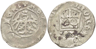 Польша 1/2 гроша (полугрош) 1401-1405 Владислав II Ягилло (1386-1434), под короной SA, вес 1,71 гр. Gumowski 415, Kopicki 369 серебро 1517-532