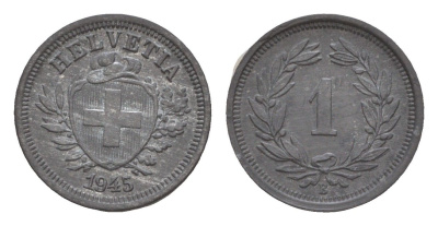 Швейцария 1 раппен 1945 B KM 3a цинк UNC 633-1144