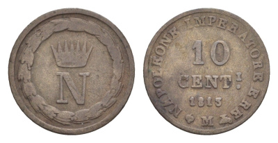 Италия 10 чентезимо 1813 M, Наполеон C 4 серебро 603-725