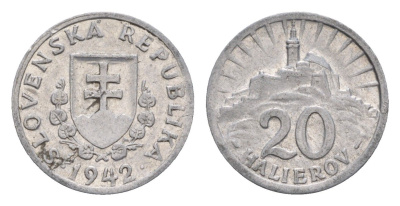 Словакия 20 геллеров 1942 KM 4a алюминий 4659-546
