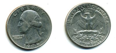 США 25 ЦЕНТОВ = КВОТЕР 1979 ВАШИНГТОН KM А164а медь плакированная медно-никелем 59-1925