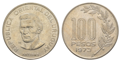 Уругвай 100 песо 1973 KM 59 медь цинк никель 4635-915