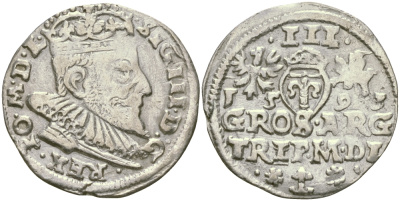 ПОЛЬША 3 ГРОША 1593 СИГИЗМУНД III ВАЗА (1587-1632) серебро 99-911