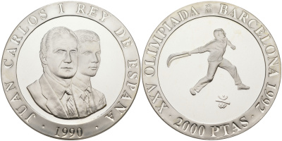 Испания 2000 песет 1990 XXV летние Олимпийские игры 1992 года в Барселоне, сквош KM 867 серебро PROOF 1091-9-22
