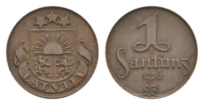 Латвия 1 сантим 1926 KM 1 бронза 4658-1132