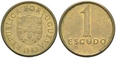 Португалия 1 эскудо 1983 KM 614 никель латунь 4567-938