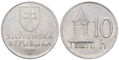 Словакия 10 геллеров 2000 MK KM 17 алюминий aUNC 4164-466