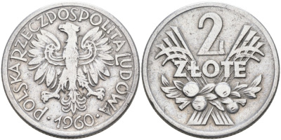 Польша 2 злотых 1960 MW KM 46, Parchimowicz 216c алюминий 4561-154