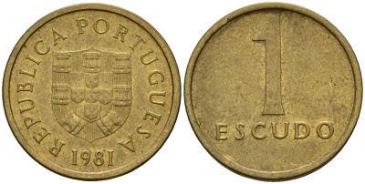 Португалия 1 эскудо 1981  KM 514 никель-латунь    4598-1253