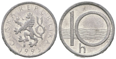 Чехия 10 геллеров 1993 KM 6 алюминий 4621-426