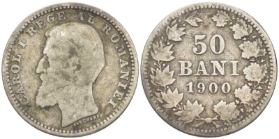 Румыния 50 бани 1900 Кароль I (1881-1914) KM 23 серебро 112-531
