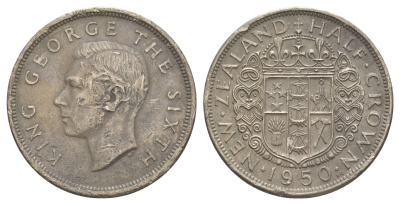Новая Зеландия 1/2 кроны 1950 Георг VI (1936-1952) KM 19 медно-никель 25-1915