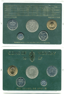 НОРВЕГИЯ ГОСНАБОР ИЗ 5 МОНЕТ 1987 UNC 06-081-18