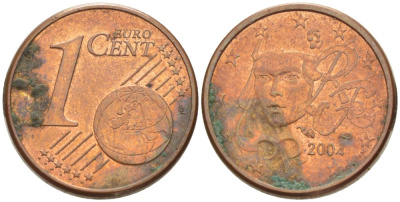 Франция 1 евроцент 2004 KM 1282 сталь плакированная медью 4528-767