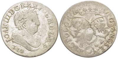 Польша 6 грошей (шостак) 1682 TLB, Ян III Собеский (1674-1696), вес 3,54 гр. KM 128, Kopinski 280.2b серебро 1517-813