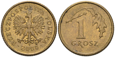 Польша 1 грош 2000 MW KM 276, Parchimowicz 701i латунь 4567-647