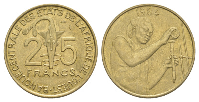Западная Африка (BCEAO) 25 франков 1984 Центральный банк государств Западной Африки KM 9 алюминиевая бронза 4642-257