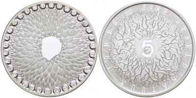 НИДЕРЛАНДЫ 5 ЕВРО 2011 50 ЛЕТ ВСЕМИРНОМУ ФОНДУ ДИКОЙ ПРИРОДЫ, ДИАМЕТР 33 ММ., ВЕС 15,5 ГР., ТИРАЖ 17500 ЭКЗ. KM NEW серебро PROOF 05-099-32