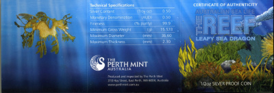 Австралия 50 центов 2009 морской дракон, эмаль, оригинальная коробка с сертификатом KM 1101 серебро PROOF 4-3-3-06