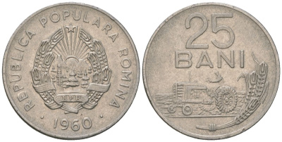 Румыния 25 бань 1960 KM 88 сталь плакированная никелем 4532-649