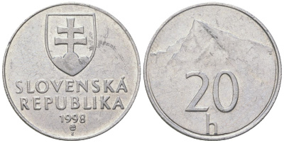 Словакия 20 геллеров 1998 MK KM 18 алюминий aUNC 4164-555