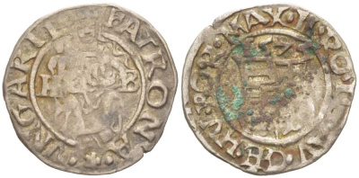 Венгрия 1 денар 1575 KB, Максимилиан II Габсбург (1564-1576), мадонна с младенцем Huszar 993 серебро 4532-1238