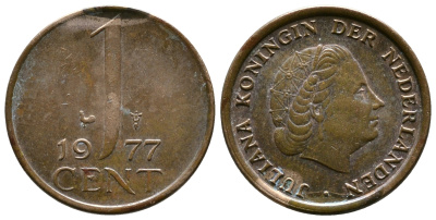 НИДЕРЛАНДЫ 1 ЦЕНТ 1977 ЮЛИАНА KM 180 бронза 177-1321