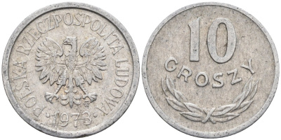 Польша 10 грошей 1973 MW, Народная Республика KM АА47, Parchimowicz 206l алюминий 4580-614