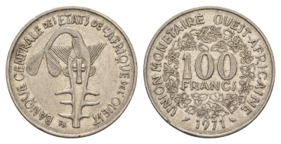 Западная Африка (BCEAO) 100 франков 1971 KM 4 никель 4656-915