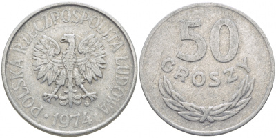 ПОЛЬША 50 ГРОШЕЙ 1974 MW KM 48.1 алюминий 4448-143