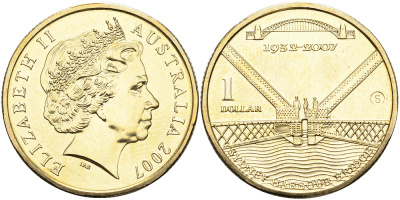 Австралия 1 доллар 2007 75 лет со дня сооружения моста Харбор-Бридж в Сиднее KM 1016а алюминиевая бронза UNC M46-18