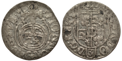 Польша, Эльблонг 1/24 талера 1633 Шведское правление, Густав Адольф II, вес 0,76 гр. KM 41 серебро 1516-632