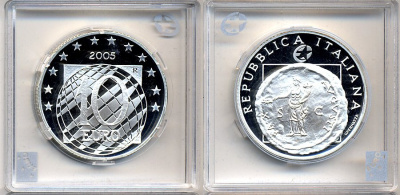 Италия 10 евро 2005 60 лет мира и свободы в Европе, античная монета KM 271 серебро PROOF 5-3-1-49
