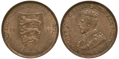 Джерси 1/24 шиллинга 1911 Георг V (1910-1936) KM 11 бронза UNC 650-425