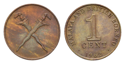 Малайя и Британское Борнео 1 цент 1962 KM 6 бронза aUNC 4679-669