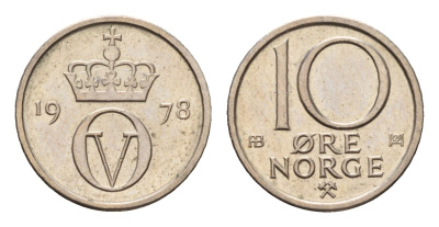 Норвегия 10 эре 1978 Улаф V (1957-1991) KM 416 медно-никель 3458-1134