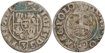 Польша 3 полкера (3 полторака - 1 крейцер) 1624 Сигизмунд III Ваза (1587-1632) Gorecki B.24, KM 41 серебро 4158-958