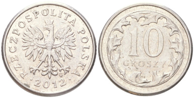 Польша 10 грошей 2012 Y 279 медно-никель UNC 4614-323