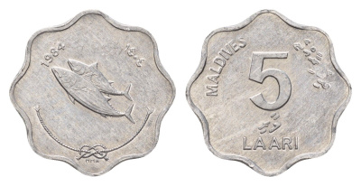 Мальдивские острова (Мальдивы) 5 лари 1984 KM 69 алюминий 4588-967