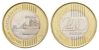 Венгрия 200 форинтов 2009 KM 826 биметалл UNC 4119-246