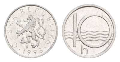 Чехия 10 геллеров 1993 KM 6 алюминий UNC 4632-513