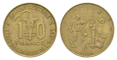 Западная Африка (BCEAO) 10 франков 1994 KM 10 медь алюминий никель 4612-831