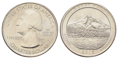 США 25 центов (квотер, 1/4 доллара) 2010 P, Квотеры «Парки США» - Национальный лес Маунд Худ KM 473 медь плакированная медно-никелем UNC 4666-926