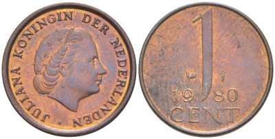 Нидерланды 1 цент 1980 Юлиана (1949-1980) KM 180 бронза 3457-1052
