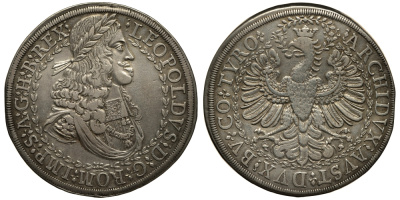 Австрия, Священная Римская империя 2 талера около 1670 Леопольд I (1657-1705) Dav. 3247 серебро 10-005-02