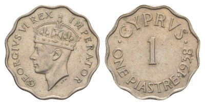Кипр 1 пиастр 1938 Георг VI (1936-1952), год-тип KM 23 медно-никель UNC 4127-1311